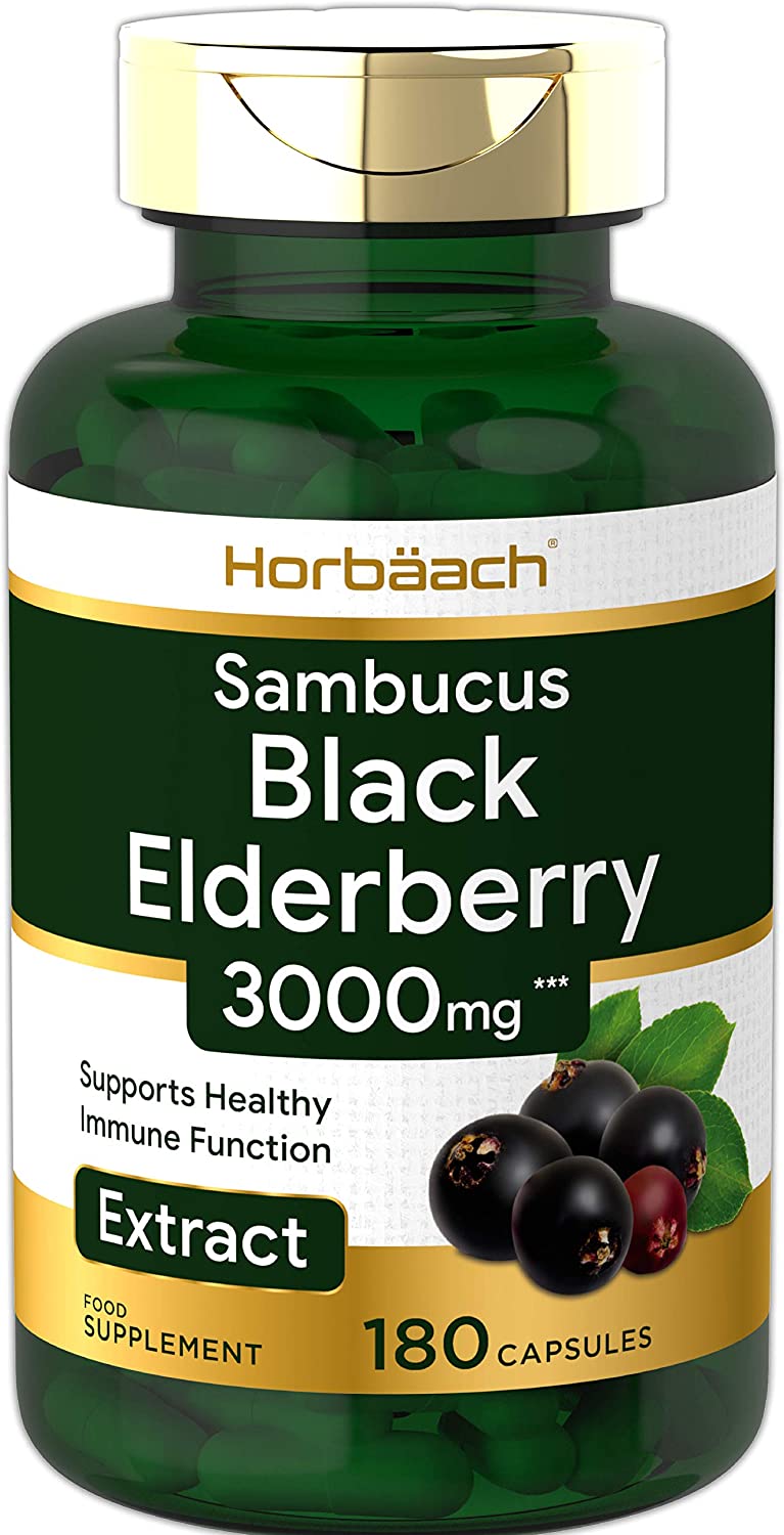 Black Elderberry Extract 3000mg 180 Capsules Immune System Booster