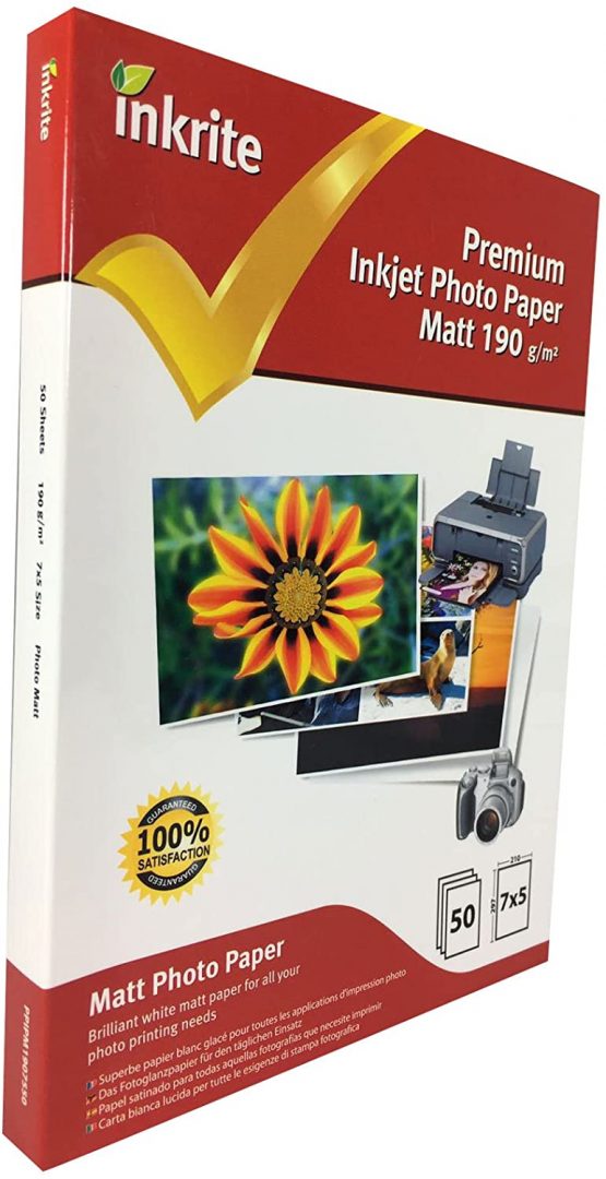 Inkrite 7 x 5 mm 190 GSM PhotoPlus Professional Paper - Matt (Pack of 50 Sheets), PPIPM1907550
