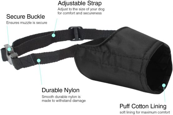 Downtown Pet Supply Quick Fit Large Dog Muzzle with Adjustable Straps, black nylon, Size 3 XL, Fits short snouted dogs, 27 cm - Image 4