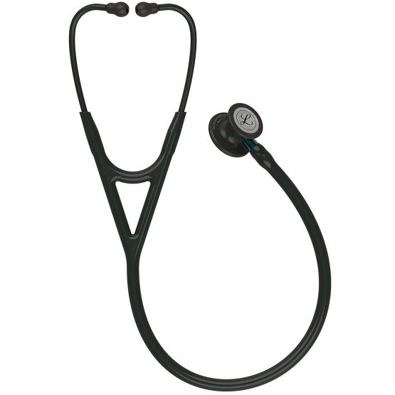3M Littmann Cardiology IV Diagnostic Stethoscope, Black-Finish Chestpiece, Black Tube, Blue Stem and Black Headset, 69 cm, 6201 - Image 2