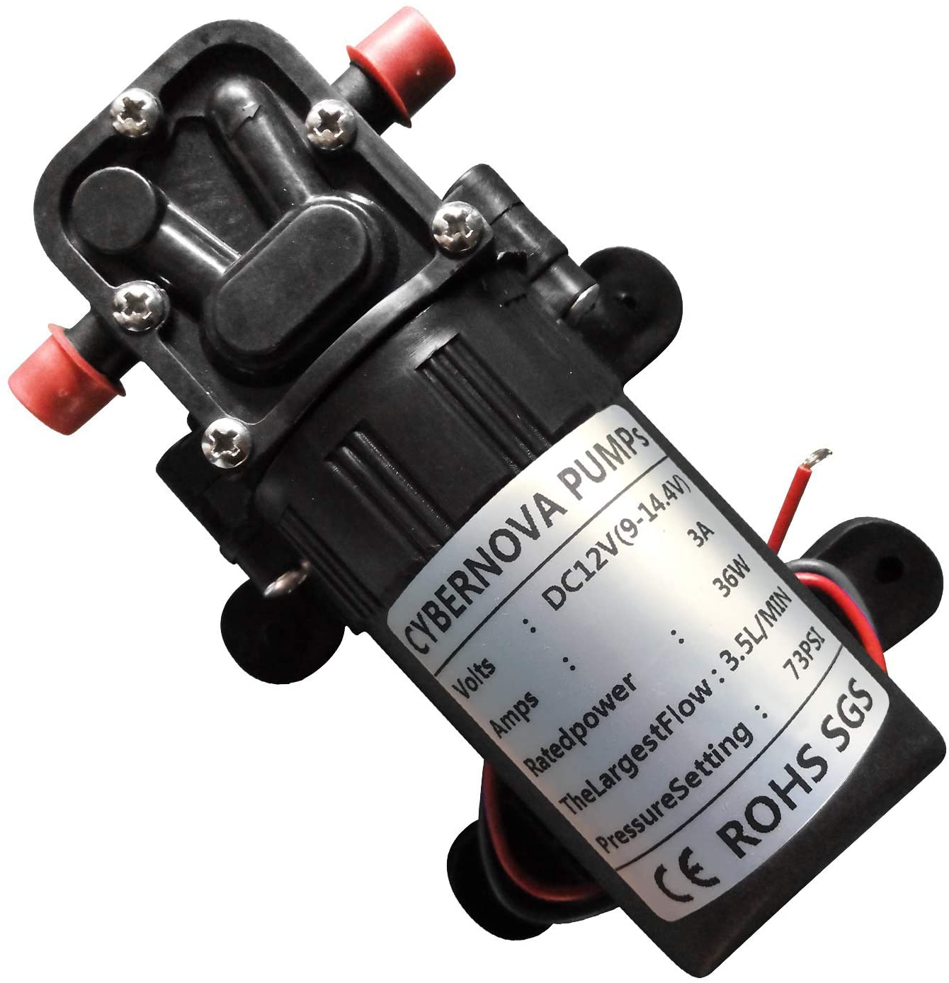 CYBERNOVA DC12V 73 PSI 3.5L/m Freshwater Reflux Diaphragm Pump Self Priming Pump Sprayer Pump for Farm/Garden/Spray Irrigation/Vehicle Cleaning
