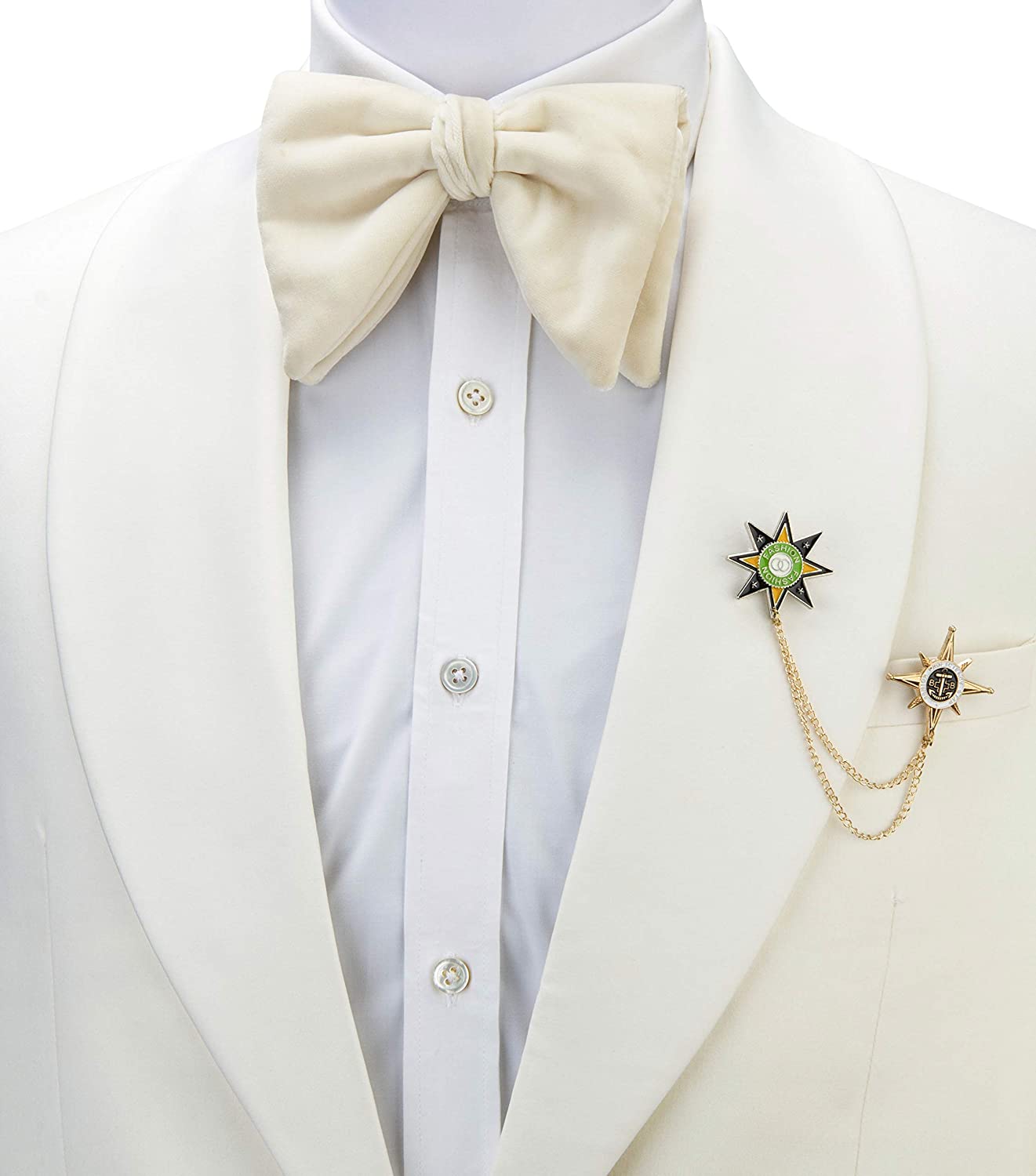 Brooch Lapel Pin for Men Black Yellow Green Star with Hanging Chain and Anchor Symbol Star Lapel Pin Badge Coat Suit Wedding Gift Party Shirt Collar Accessories - Image 2