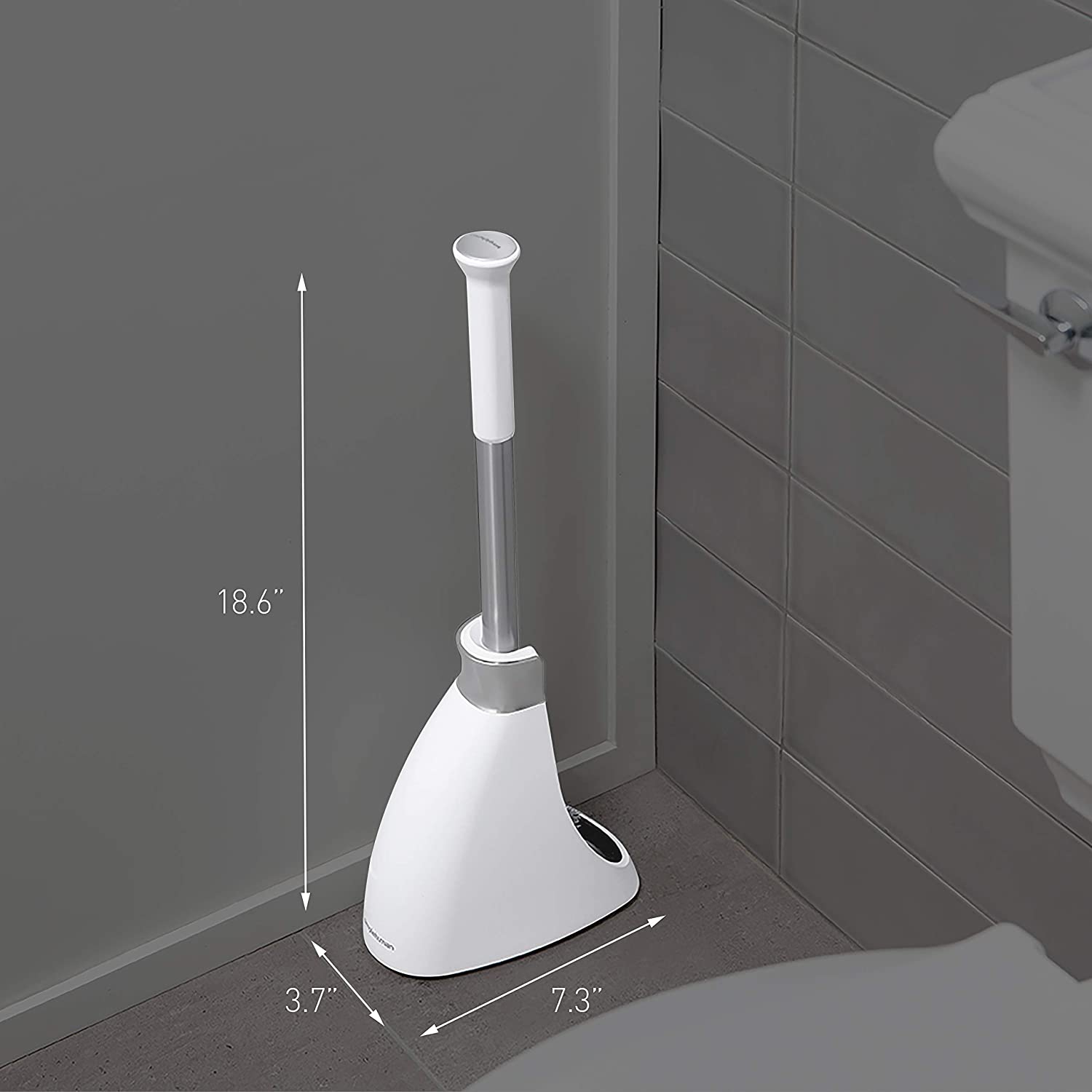 simplehuman BT1083 Toilet Brush with Holder, Stiff Outer Bristles, Drip-Free Design, Easy to Store, Removable Brush Head - Image 4