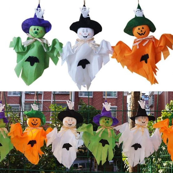 AOFOX 6 Pieces Halloween Hanging Ghost, Pumpkin Ghost Straw Windsock Pendant for Halloween Patio Lawn Garden Party Decorations - Image 2