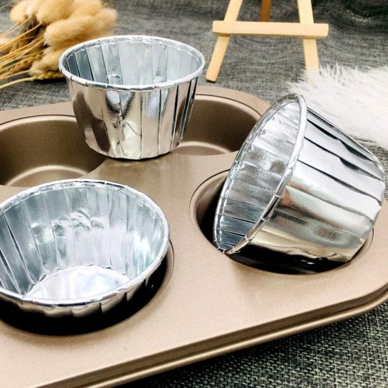 Silver Baking Cups 100Pcs Metallic Small Baking Cupcake Liners Cupcake Cases Cake Paper Wrapper Foil Metallic Muffin Cases Baking Cups for Thanksgiving Christmas Wedding Holiday Party-Silver - Image 4