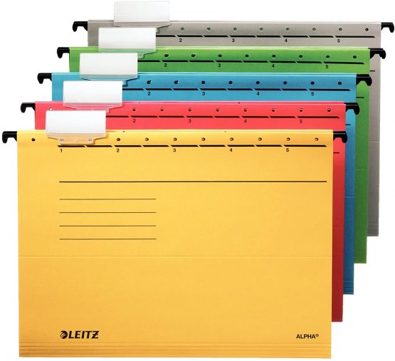 Esselte Leitz Alpha 19853025 Suspension File Coloured Chipboard Pack of 5 Red - Image 3