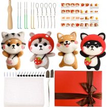 luokefe Needle Felting Kit for Beginners, Felting Starter Kit with 6 Pcs Colorful Felting Needles and Instructions, Wool Painting Kit, Wool Felting Doll Making Supplies for Christmas, Other Festival