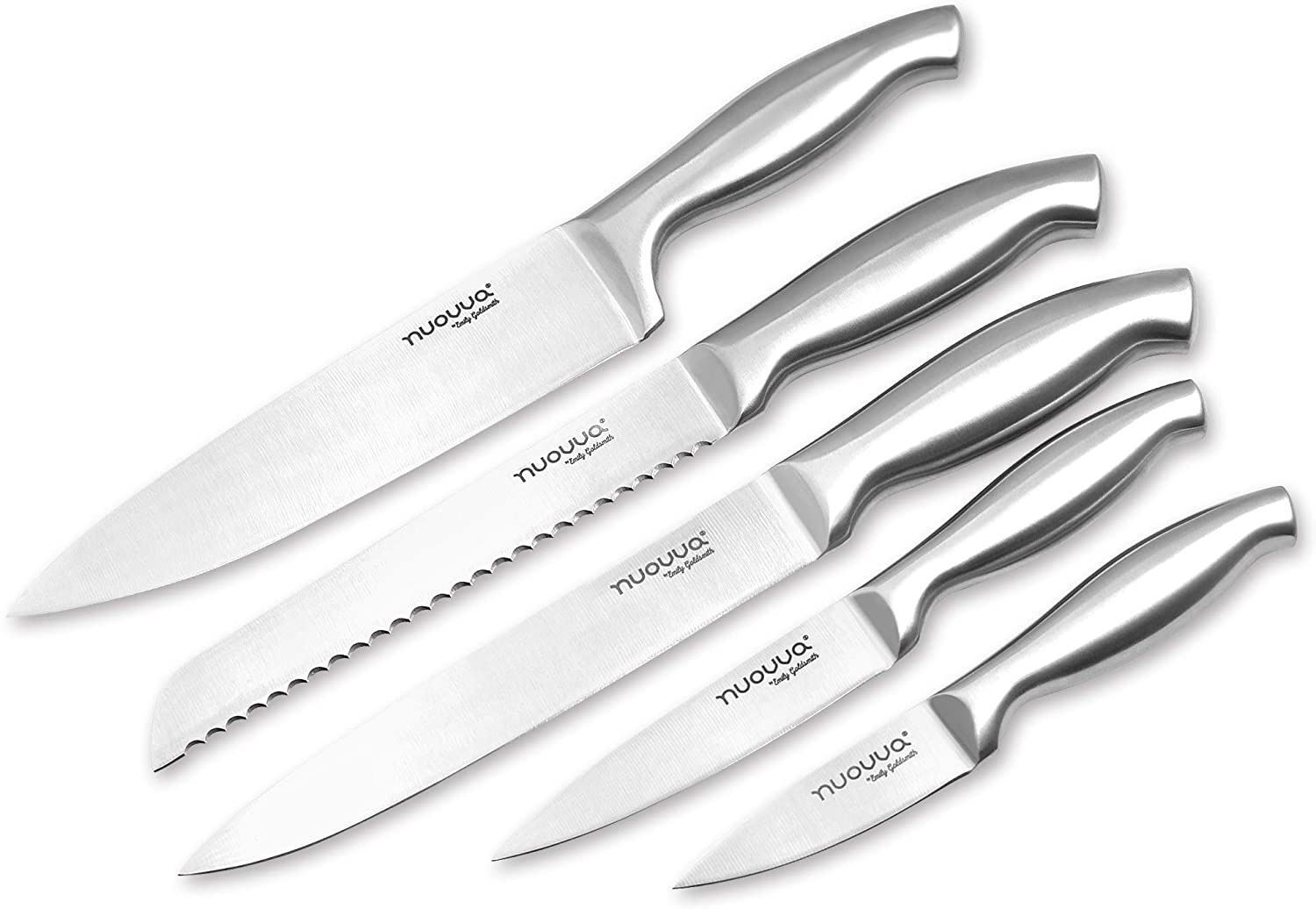 nuovva Kitchen Knife Set - Sharp Stainless Steel Kitchen Knives - 5 Pieces Durable Blades with Clear Acrylic Block - Knife Block Set - Image 2