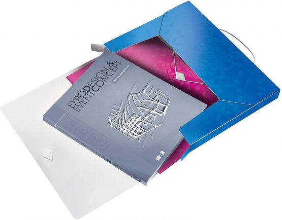 Leitz 46290036 Box File, Holds up to 300 A4 Sheets, Elastic Closure, Flexible Plastic, Blue Metallic, WOW Range - Image 3