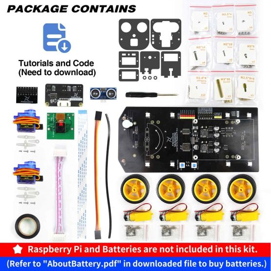 Freenove 4WD Smart Car Kit for Raspberry Pi 4 B 3 B+ B A+, Face Tracking, Line Tracking, Light Tracing, Obstacle Avoidance, Colorful Light, Ultrasonic Camera Servo Wireless RC - Image 2