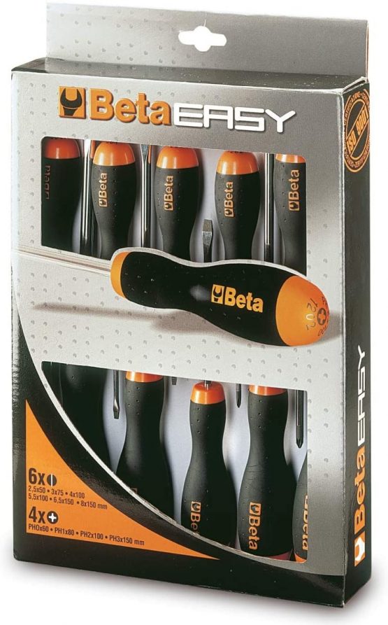 Beta 12630008 Model 1263 /D8 Screwdrivers for Cross Head Phillips and Slotted Head Screws, 8 Pieces