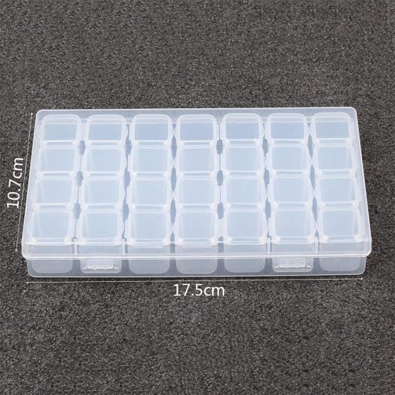 Siming 28 Grids Diamond Embroidery Box, Diamond Storage Box Beads Organizer Case for Jewellery Beads Earring Tool Container Clear( 2.3*1.9*2.1 cm) - Image 3