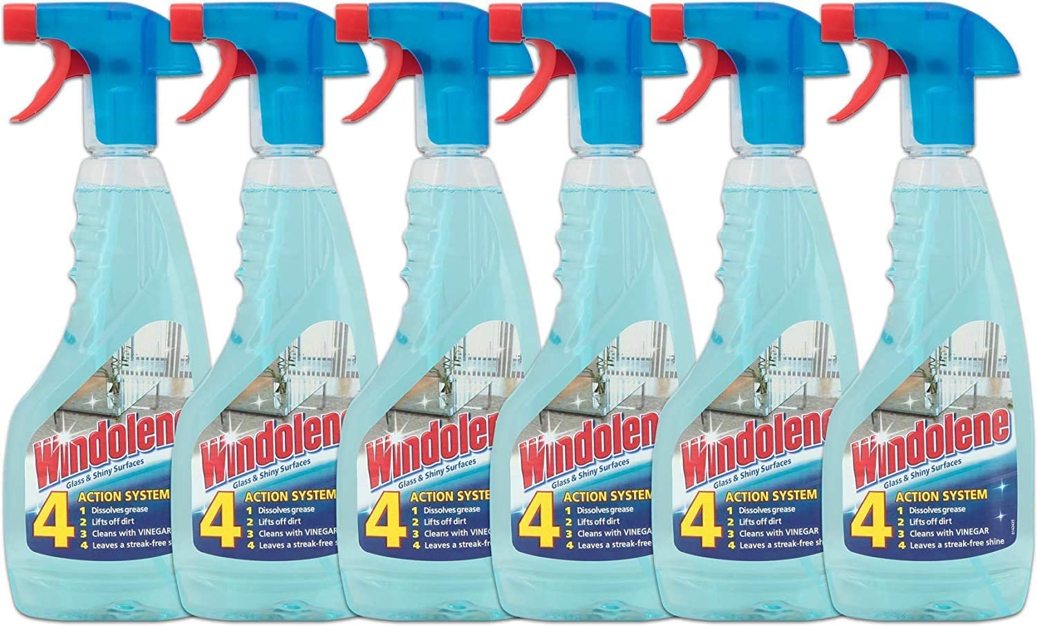 Windolene Glass & Shiny Surfaces Diamond Shine, Pack 6 x 750ml, Streak-Free Cleaning for Windows Window cleaner & Glass cleaner