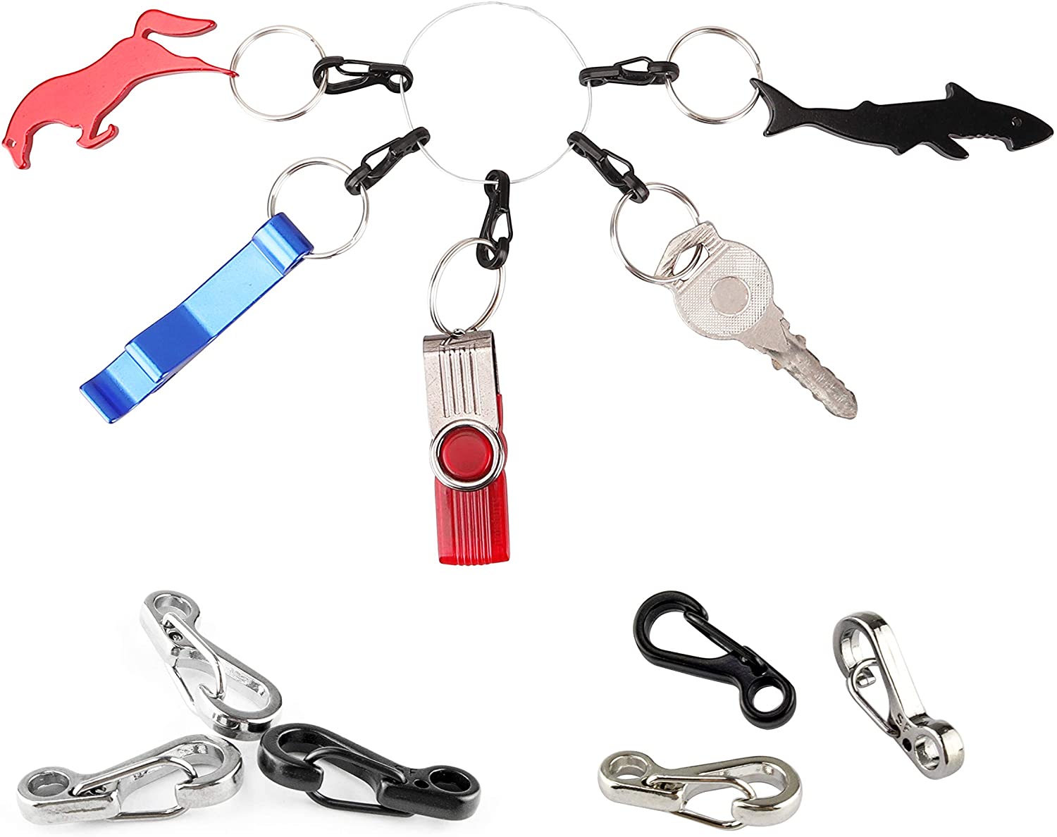 Temlum 2.5 cm Tiny Carabiner Clip, Aluminum Keyring Clips Snap Hook Small Carabiner Clips for Keys Backpack, Fishing, Camping - Image 4