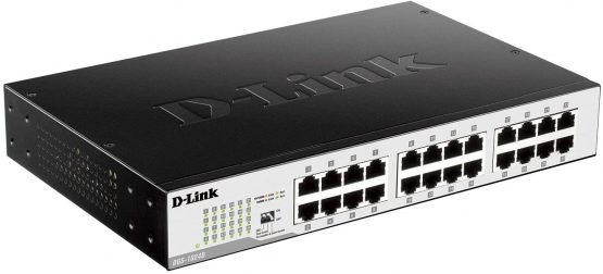 D-Link DGS-1024D 24‑Port Gigabit Unmanaged Desktop Switch, Hub, Internet Splitter, Metal, Fanless, Plug and Play - UK Model