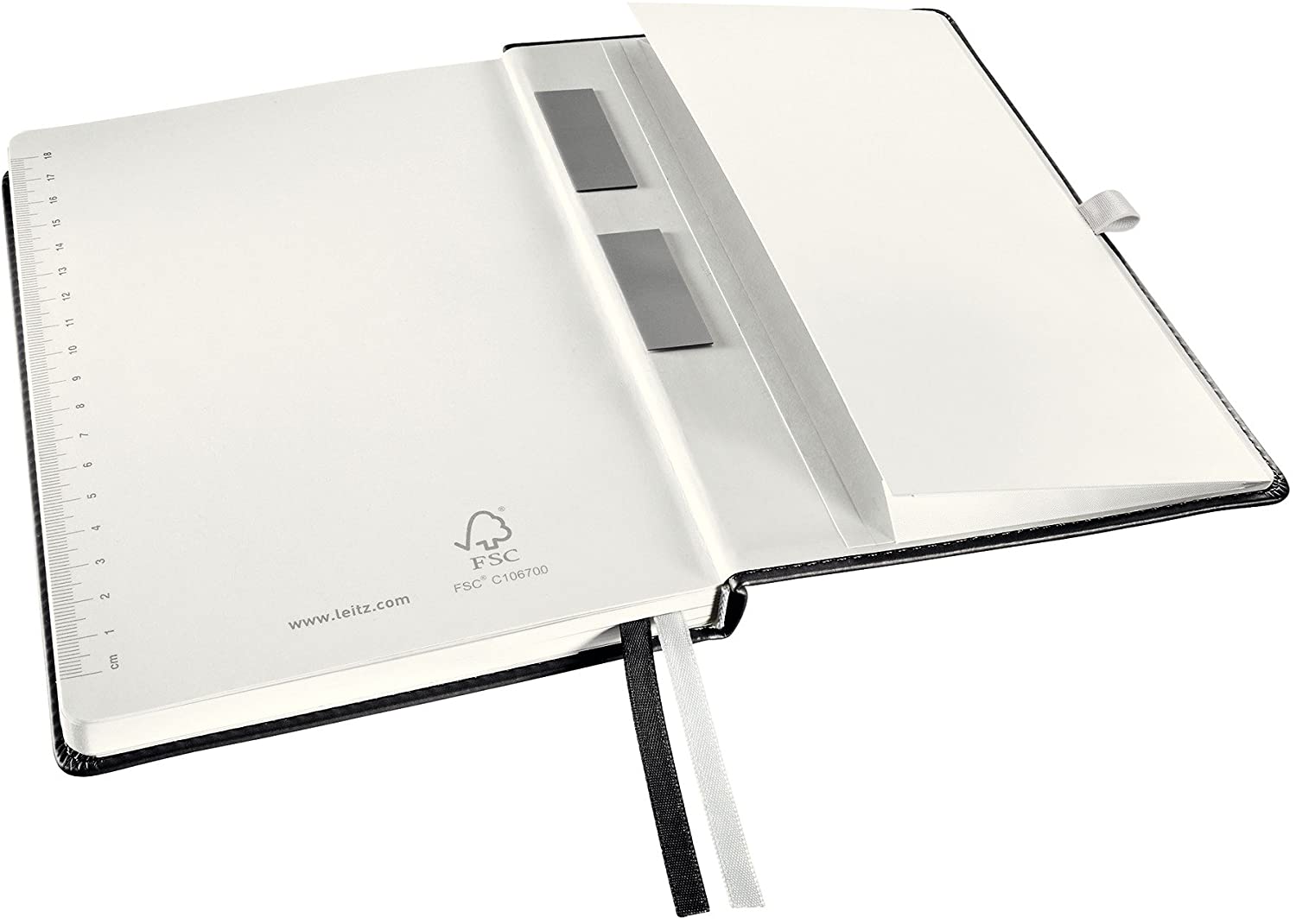 Leitz A5 Hard Cover Notebook, Satin Black (80 Sheets Squared Paper, with 2 Bookmarks, 100 gsm Ivory Paper, Style Range) - Image 4