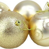 Christmas Concepts® Pack of 5-100mm Large Baubles - Shiny, Matte & Glitter Design - Christmas Decorations (Champagne)