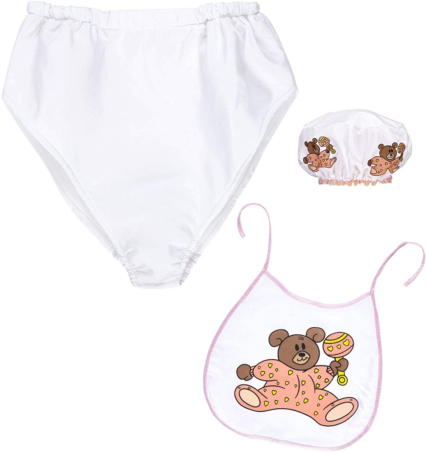 Widmann 66666 - Baby Set including Cap, Bib, Giant Diaper, for Adult Men Baby Showers, Stag Parties, Carnival, Pink Color