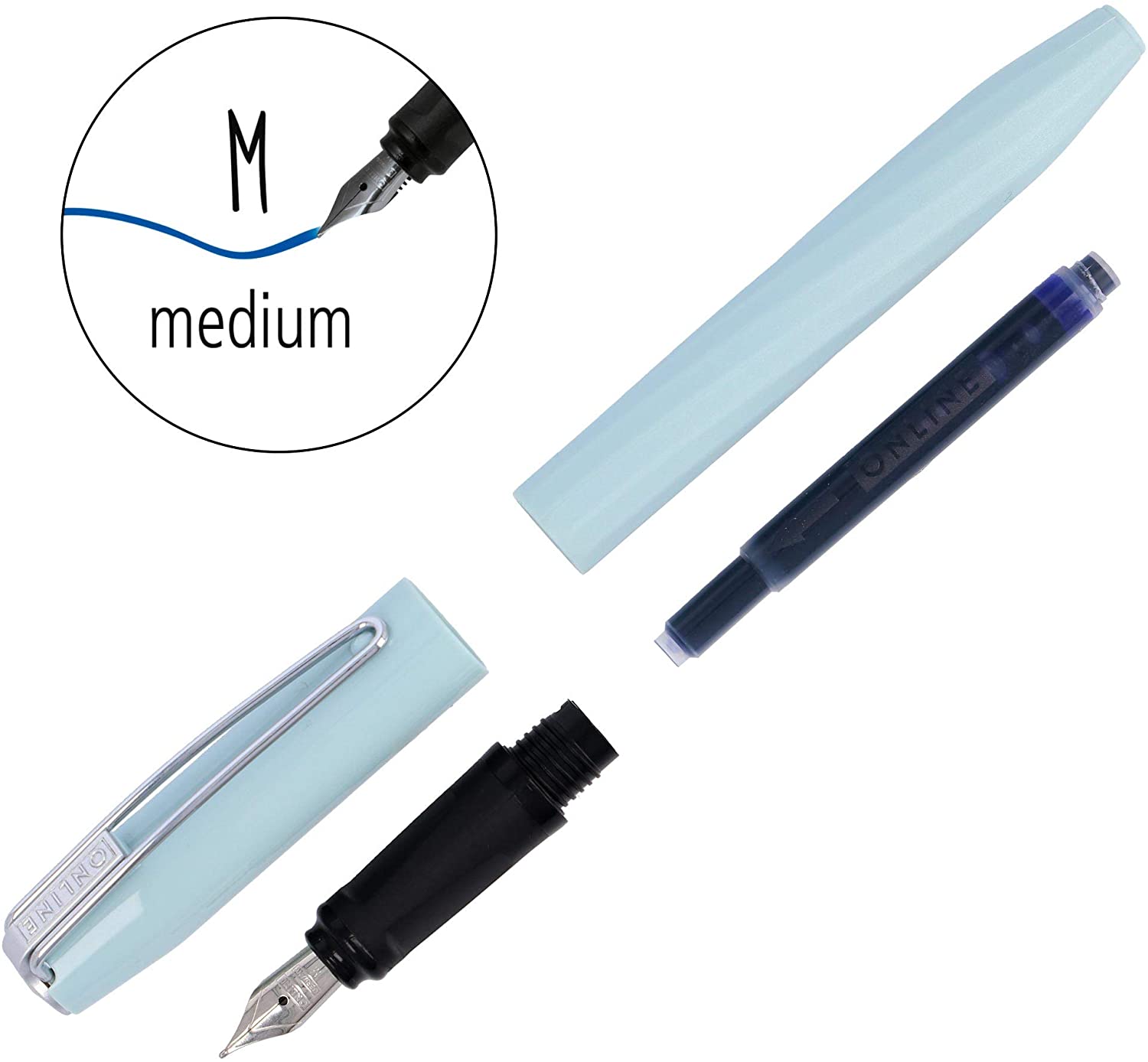 Online Slope Fountain Pen with Iridium Nib Line Width, Black - Image 4