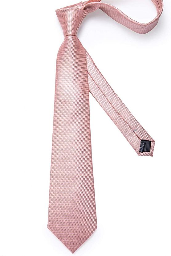 DiBanGu Men's Necktie Solid Silk Tie and Pocket Square Wedding Tie Cufflinks Set Formal - Image 4