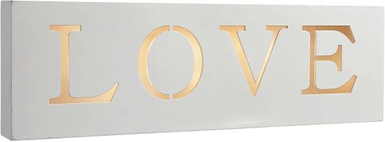 WeRChristmas Pre-Lit LED Love Sign Christmas Decoration, Wood, 38 cm - White