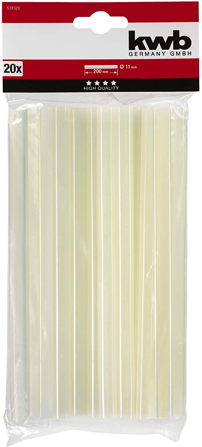 kwb KWB, Clear, 539320 Adhesive Sticks 11 x 200 mm for hot Glue Pistols 20 pcs, Transparent, 11 x 200 mm, 20 Stk - Image 2