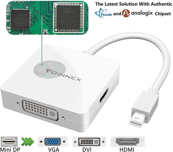 Mini DisplayPort to HDMI VGA DVI Adapter,Thunderbolt to VGA HDMI DVI Converter,Microsoft Surface Pro 6 5 4 3 Video Display Mini DP Adaptor for Mac,MacBook Pro,Air,Surface Book to Monitor Projector TV