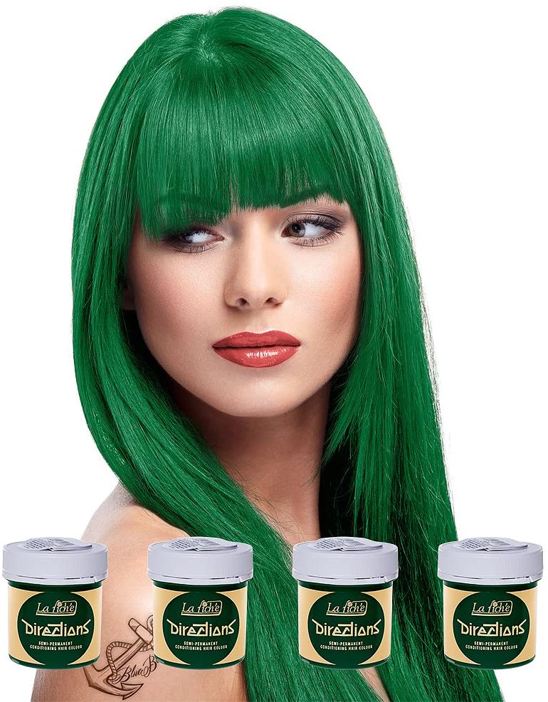 La Riche Directions - Set of 4 Semi-Permanent Hair Colour - 88ml Jars, Apple Green, 88 ml (Pack of 4)