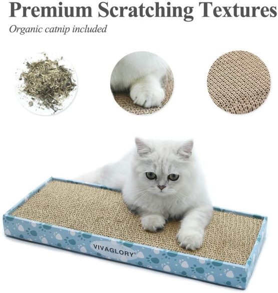 Vivaglory Cat Scratching Pad with Box, Reversible Cat Scratcher Cardboard Kitty Corrugated Sofa Lounge with Catnip, 2 Pack, Regular - Image 3
