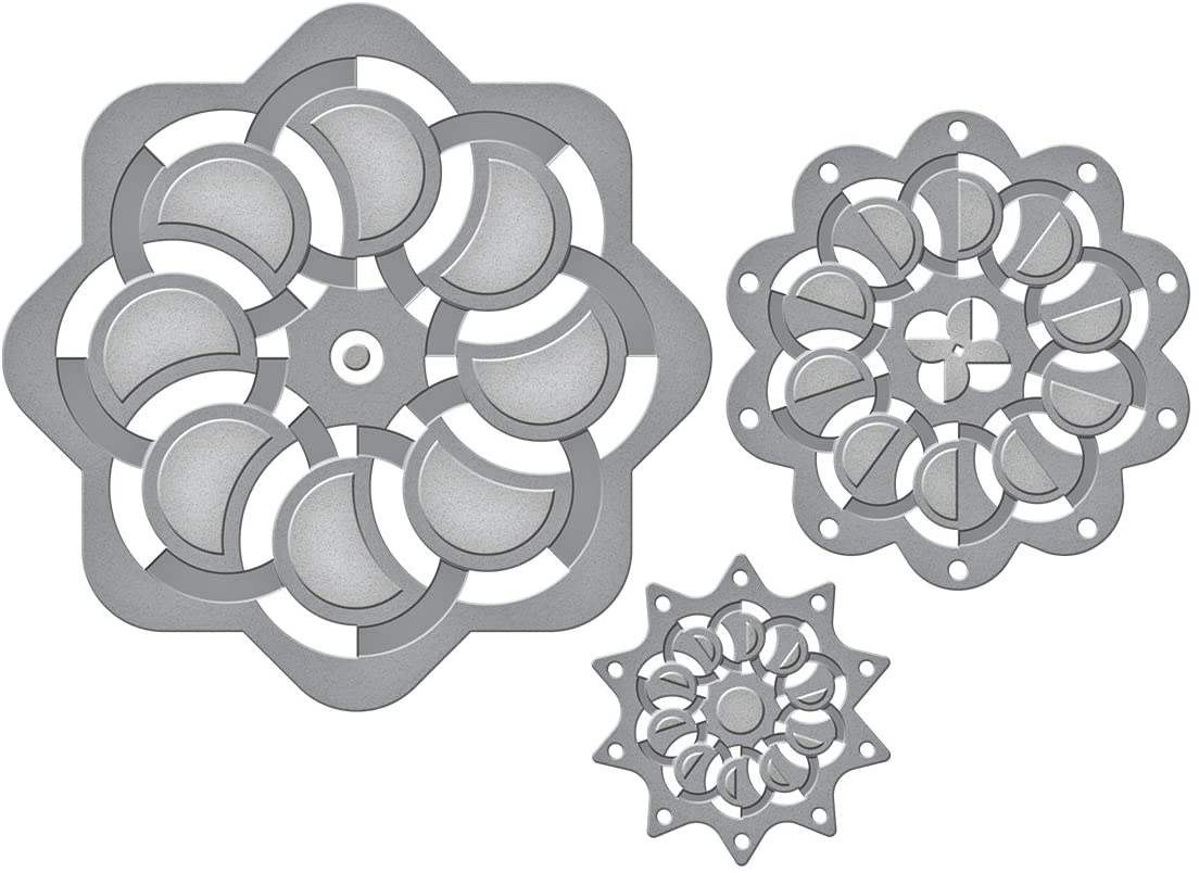 Spellbinders Die Roundabout Cut Fold & Tuck, Silver, largest die 12.40 cm dia