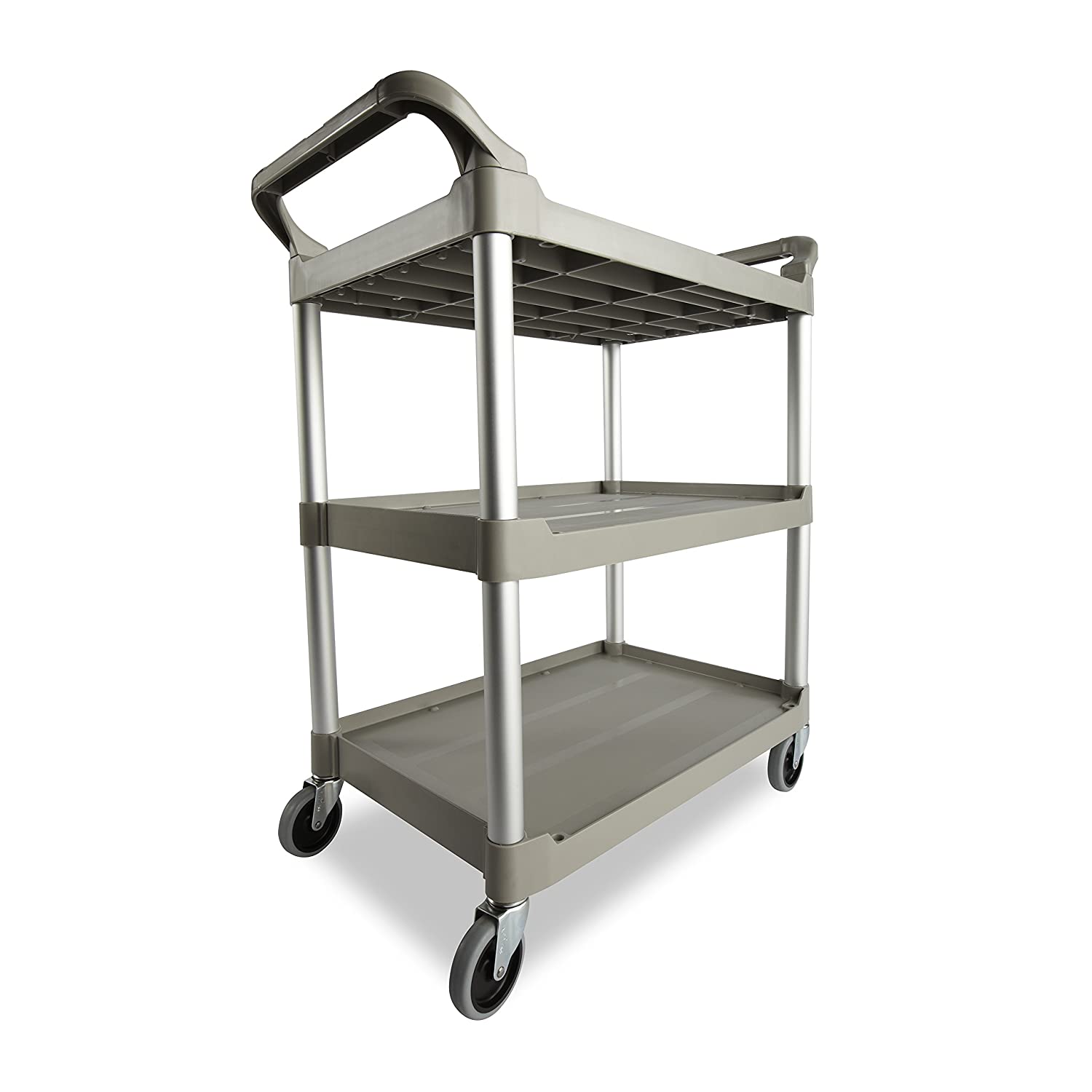 Rubbermaid Commercial Plastic 3 Shelve Service Cart - Platinum - Image 2