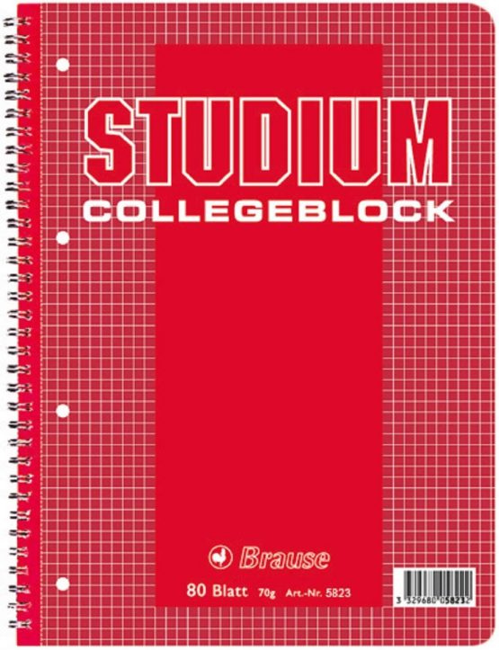 Clairefontaine 5823 °C DIN A4 + College Notepad 22.5 x 29 inches 80 Sheets Squared with Margin, Ideal for School, 1 Piece, Red