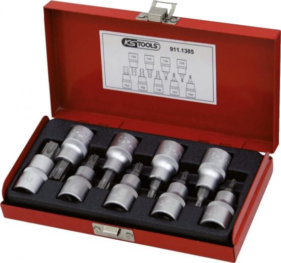 KS Tools 911.1385 TX bit socket set, 9 pcs, 1/2",T20-T60 - Image 2