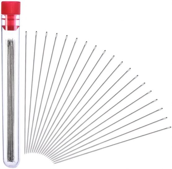 30 Pieces Beading Needles, 0.45 mm Diameter and 80 mm/ 3.15 inches Long with Needle Bottle