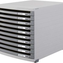 HAN 1510-0-19, CONTUR drawer set. Modern organisational system, expandable, premium quality for a highly professional organisation with 10 open drawers, light-grey-dark-grey