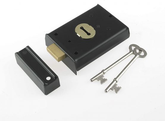 Yale P-402-BK Rim Deadlock, Suitable for Internal Doors, Sheds and Gates, Brass Finish, 105 mm x 70 mm (4 x 3 Inch)