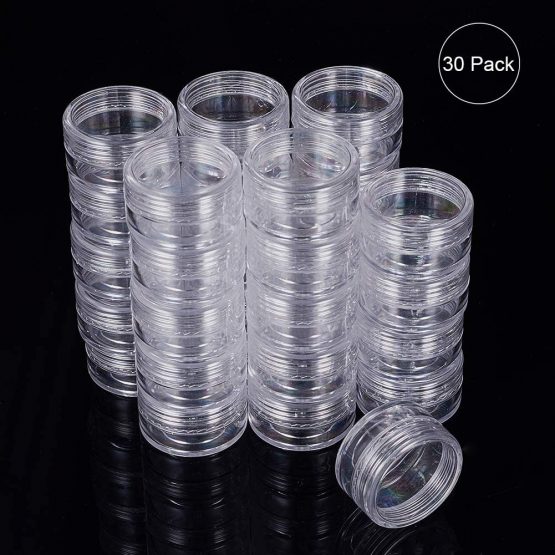 BENECREAT 30 PACK 15ML Empty Clear Plastic Bead Storage Container jar