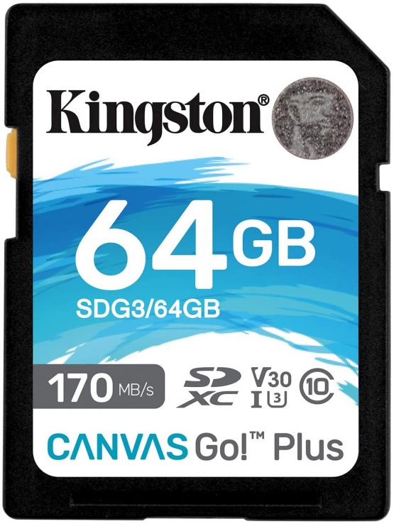 Kingston SDG3/64GB SD Card ( 64GB SDXC Canvas Go Plus 170R C10 UHS-I U3 V30 )