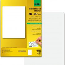 SIGEL LA230 Universal Removable Labels, 21 x 29,7 cm, 25 lbl = 25 sheets, white