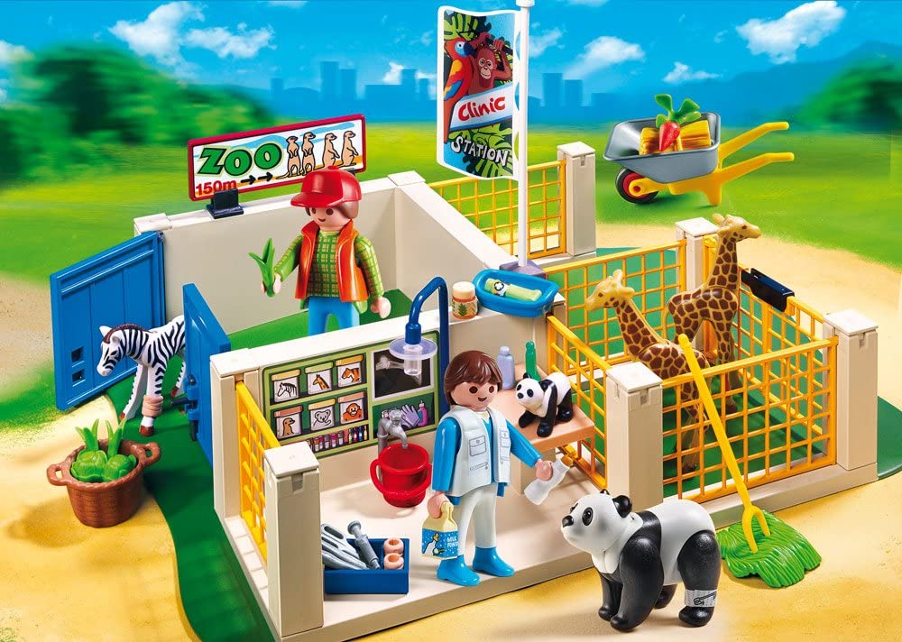 Playmobil 4009 City Life Zoo Care Station Superset with Lockable Gates, Yellow/Orange, Black/White, Gray, Brown - Image 2
