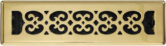 Decor Grates SPH212 Scroll Floor Register, Polished Brass Finish, 2 x 12-Inch - Image 2