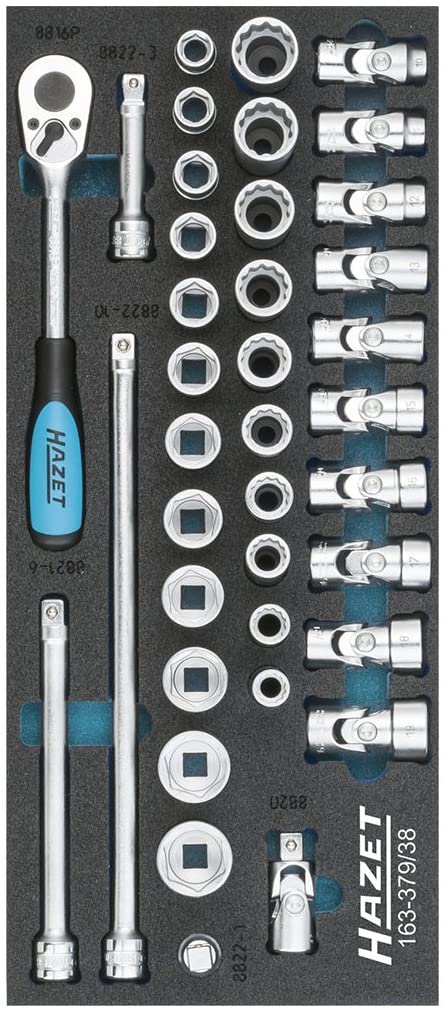 Hazet Socket Spanner Set 379/38, Coloured, size 7.75