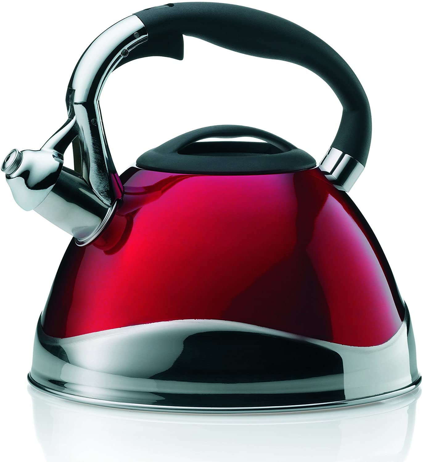 kela 11658 Kettle with Whistle, Stainless steel 18|10, Red, 22 x 22 x 21.5 cm