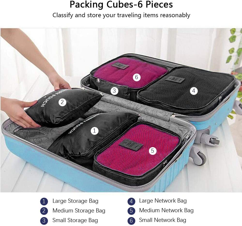 Vicloon Travel Luggage Organizers,Complete Set of Different Packing Cubes Waterproof Travel Storage Bags,Organisers Nylon Suitcases - Image 3