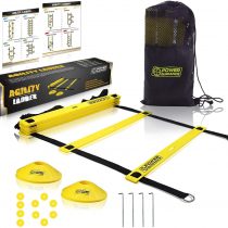 POWER GUIDANCE Agility Ladder (6 Metres) for Speed & Agility Trainning - with 12 Heavy Duty Plastic Rungs, Ground Stakes, Carry Bag & 10 Sports Cones