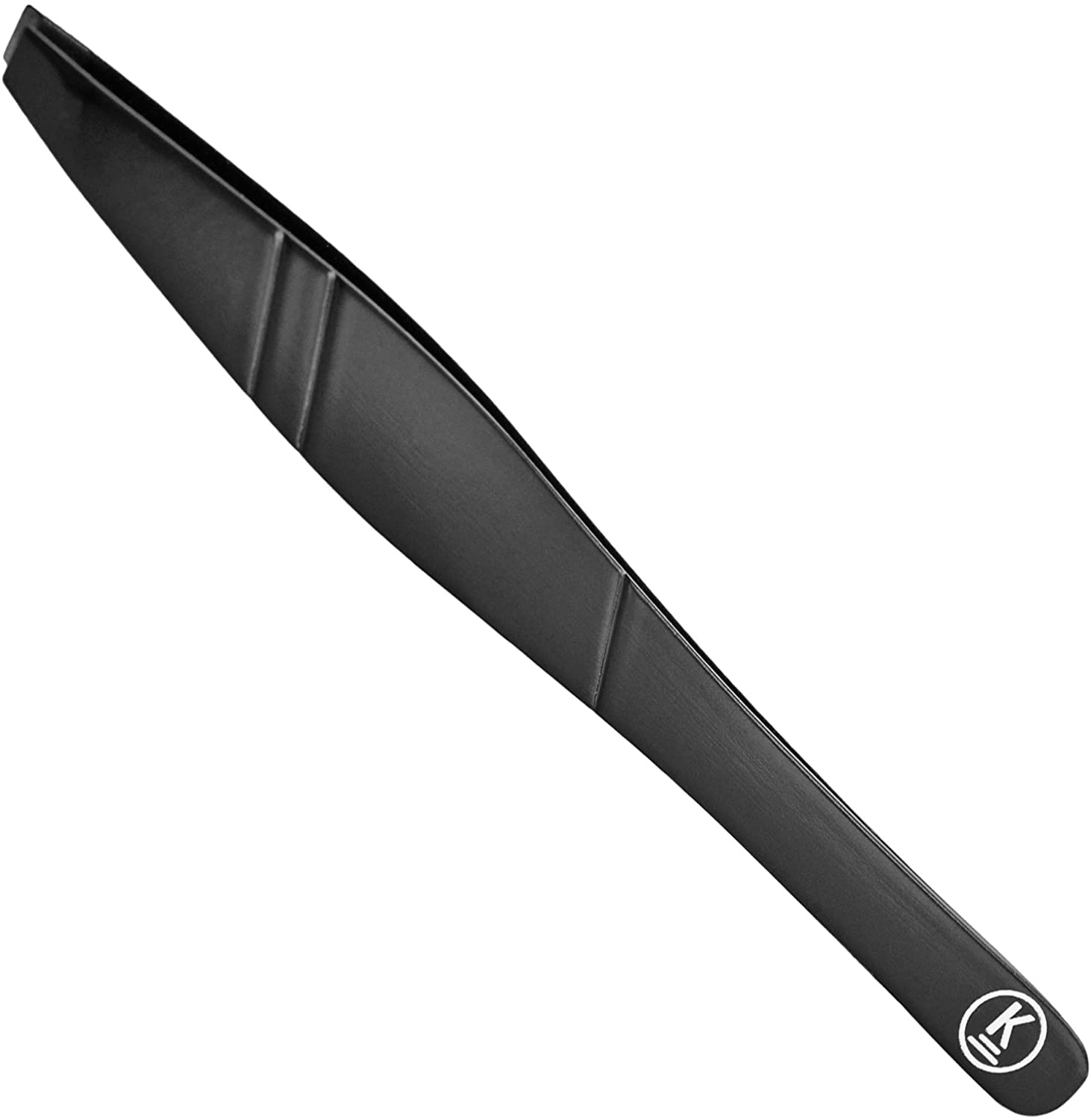 K-Pro Eyebrow Tweezer, Slant - Stainless Steel and Beautiful Design (Black), 9cm