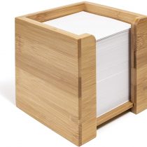 woodluv Bamboo Cube Memo Pad Dispenser Holder with Square Paper Memo Notes Pad - 10.5 x 10.5 x 10.5cm (Paper Inluded)