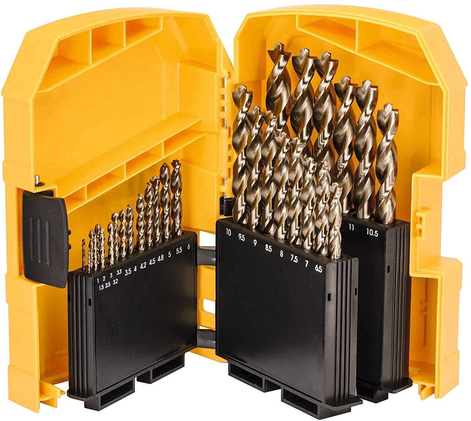 DEWALT DT4957, Kit of 29 HSS Cobalt Drill Bits in Plastic Box, Diameters 1 to 13 mm, Long Life with 5% Cobalt