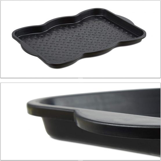 Relaxdays shoe drain tray small, plastic shoe rack f. 4 shoes, profile dirt trap HBT: 3 x 50 x 38 cm, black - Image 4