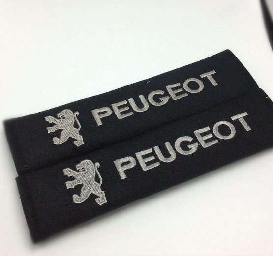 Peugeot PUGS Seat Belt Pads Silver Black - Image 3